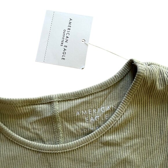 American Eagle Outfitters Womens Ribbed Tank Top XS Soft Fabric Sage Green - Picture 4 of 5